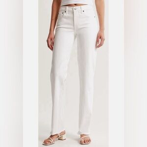 Abercrombie 90s Straight Mid Rise Jeans, White - Size 26 (2)